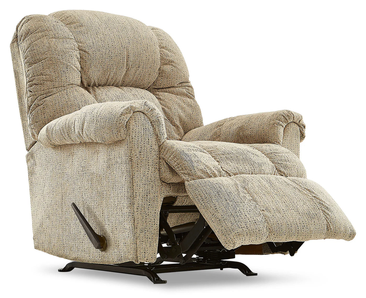 Enjoy the comfort of a built-in neck roll, which supports your posture, Rocker Recliner - Brown