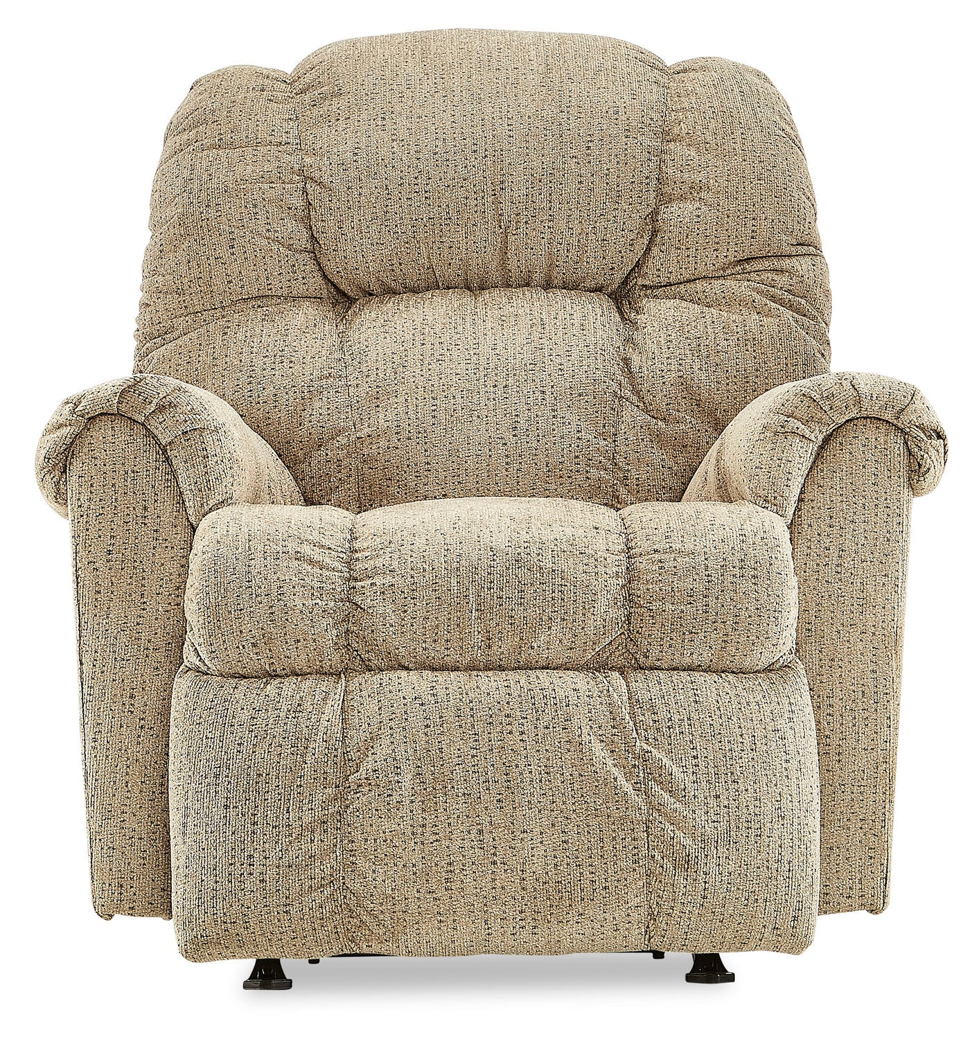 Enjoy the comfort of a built-in neck roll, which supports your posture, Rocker Recliner - Brown