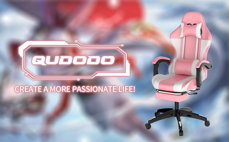 Pink  Gaming Chair with Footrest Office Chair Computer Chair with Lumbar Pillow Ergonomic Chair with Armrest Recliner Chair High Back Height Adjustable