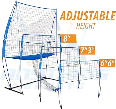 Adjustable height levels to accomodate mens, womens, boys and girls volleyball heights, Volleyball Training Equipment Practice Net Station