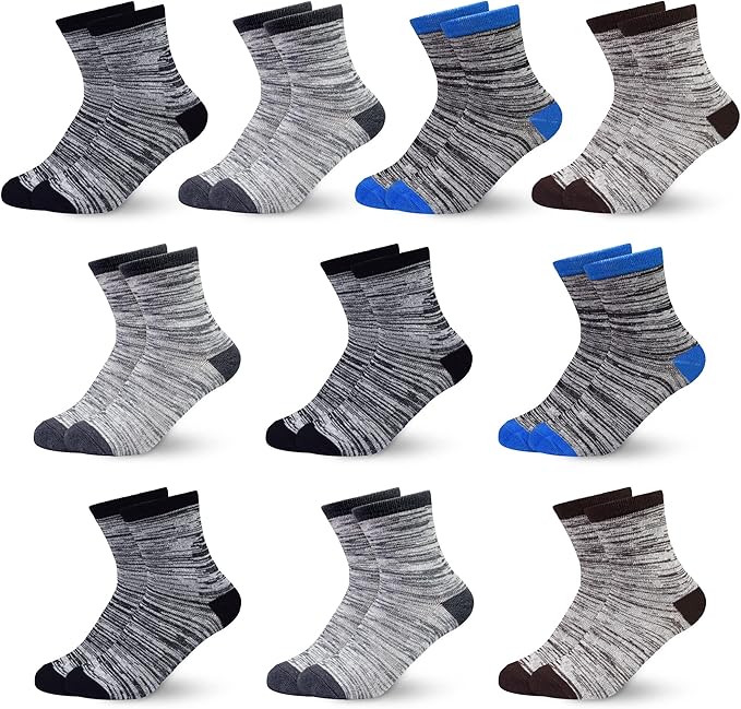 Kids Socks for Boys Girls Ages 1-14 Cozy Mid-Cut Toddler Teens Crew Socks Stylish Sport Socks for Children