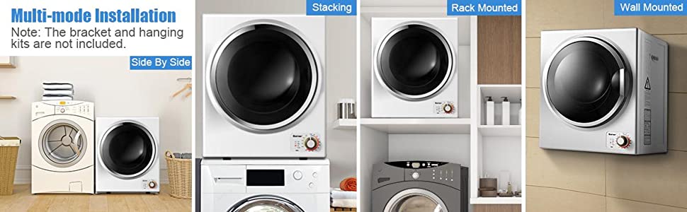110V Electric Portable Clothes Dryer with Stainless Steel Tub