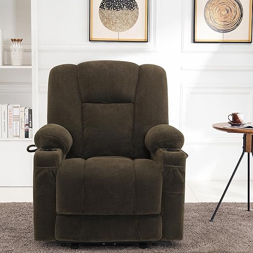 Chair with Heat and Massage, Cup Holders, USB Ports, Extended Footrest,USB charging ports help to keep your electronic devices powered without leaving the recliner's comfort,