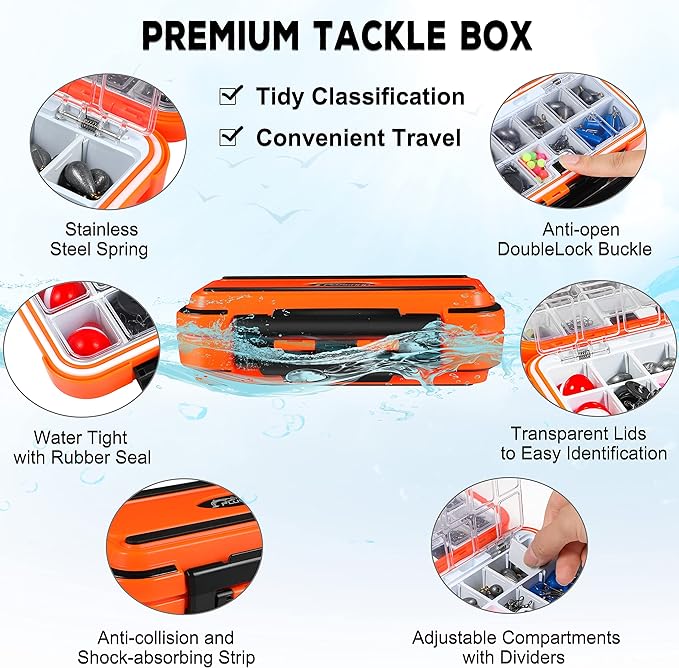 Fishing Accessories Kit, Fishing Tackle Box with Tackle Included, Fishing Hooks, Fishing Weights, Spinner Blade and more, ishing gear gives beginner or expert anglers plenty of options to land a variety of fish