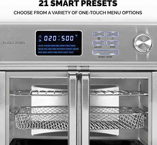 Kalorik MAXX® Digital Air Fryer Oven, 26 Quart, 10-in-1 Countertop Toaster Oven & Air Fryer Combo-21 Presets up to 500 degrees, Includes 9 Accessories & Cookbook