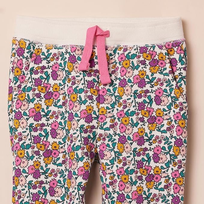 2 pairs of fleece sweatpants for girls, Girls' Little Fleece Jogger Sweatpants, 2-Pack Bright Pink/Multi Ditsy