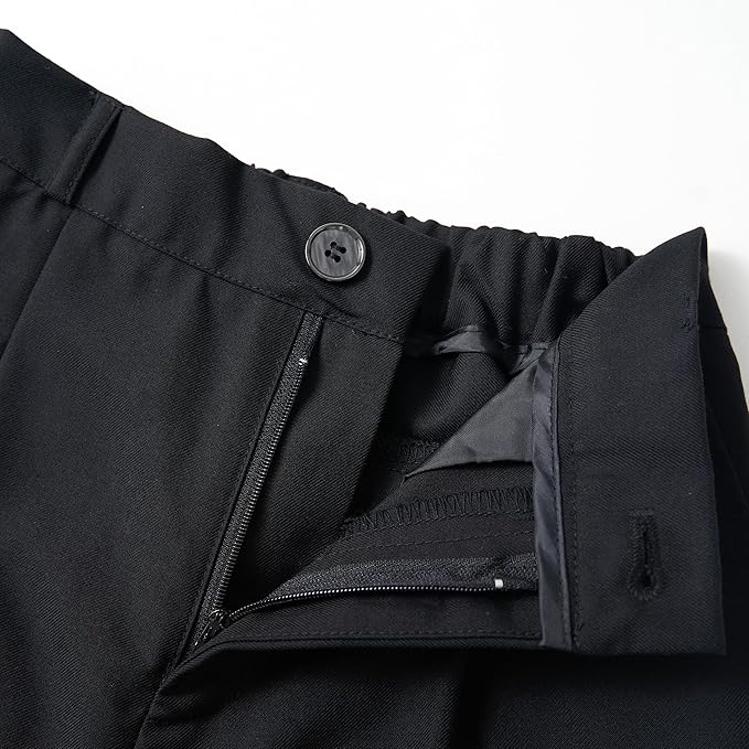 Boys Dress Pants Kids School Uniform Pants Slim Fit Formal Trousers with Belt Loops, Pleated, Elastic