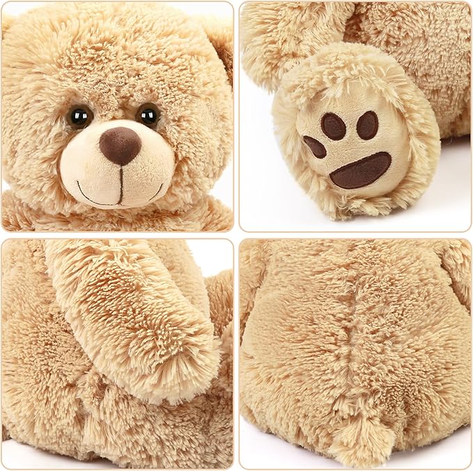 Each soft cuddle teddy bear is made with polyester and plush material, the stuffing is soft and slightly floppy, perfect for hugs and cuddles