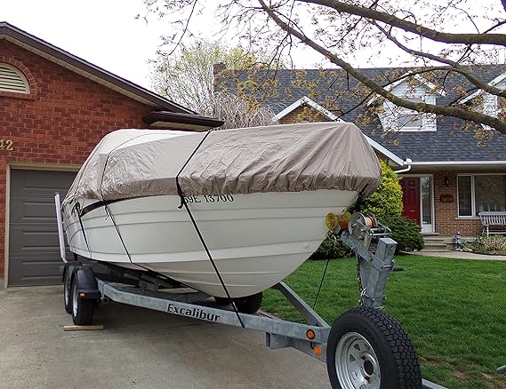 Polyester outer surface material with coating for maximum protection for boats against rain, snow, sand, UV and snow., Hull Runabouts Reinforced Side Straps (610-670 cm Long, Beam Width 270 cm)