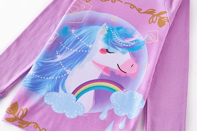 Sleepwear Children PJs Set 2-12 Years,  Pajamas for Girls, 100% cotton for the back and pants.
