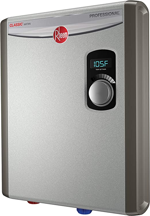 Rheem 240V 2 Heating Chambers RTEX-18 Residential Tankless Water Heater, Small Grey