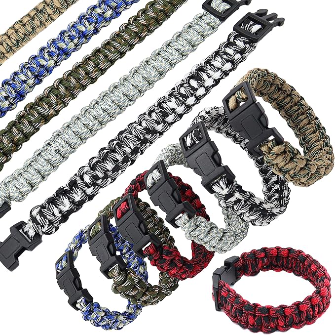 Camo bracelets made approximately 8.5 inches long and 0.75 inches wide, Bracelets for Boys, Camo Survival Tactical Bracelet Braided with 550 LB Parachute Cord