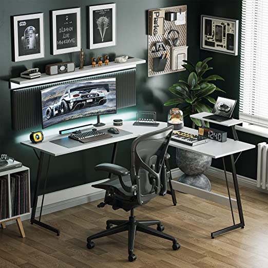 Computer Desk Gaming Desk Office L Shaped Desk PC Wood Home Large Work Space Corner Study Desk Workstation