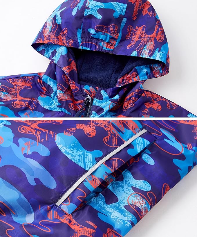Suitable for various outdoor activities and daily wear throughout spring, fall, and winter, such as hiking, camping, mountaineering, and cycling. Girls Rain Jacket Lightweight Fleece Lined Raincoat