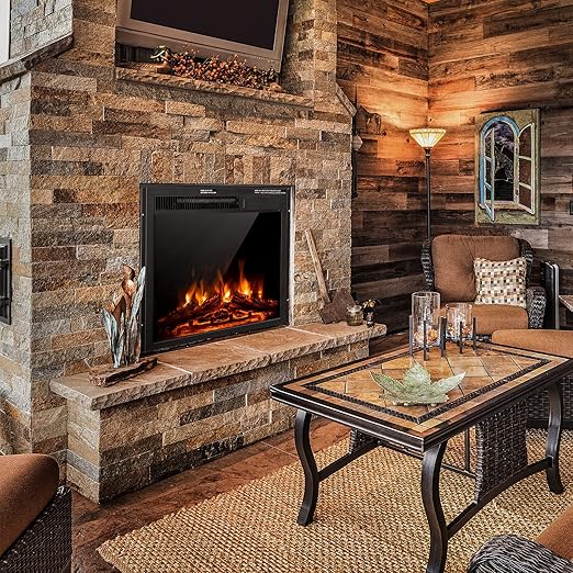 realistic flame effect. Choose from 7 flame brightness settings, and use it with or without heat according to your needs. Recessed Freestanding Fireplace Heater with 7-Level Adjustable Brightness, Overheat Protection, for TV Stand, 750W/1500W,