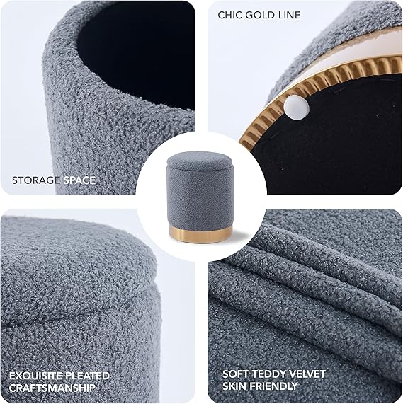 Its unique design not only stands out but also complements various interior styles,Soft Bench Vanity Accent Chair Makeup Poufs Small Round Ottomans Pouffe Salon for Bedroom,