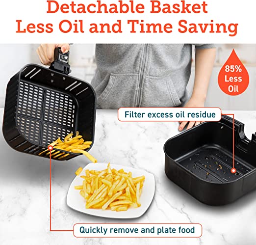 Cosori Proii Air Fryer Oven Combo, 5.8qt Max Xl Large Cooker with 12 One-touch Saveable Custom Functions, Cookbook and Oneline Recipes, Nonstick and Dishwasher-safe Detachable Square Basket