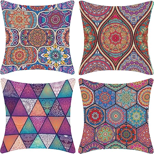 Pillow Covers 18x18 Set of 4,Home Sweet Home Decorative Pillows Throw Pillow Cases,Xmas Outdoor Accent Cushion Covers Farmhouse Decor Pillows for Couch Patio Chair