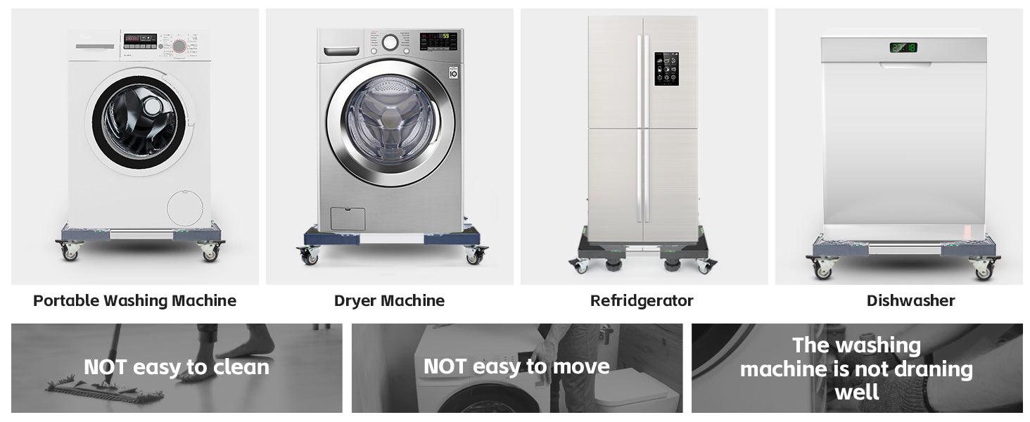 50.8L x 50.8W x 10.9H, These wheels also feature a dual-locking mechanism for easy positioning and stability, Wheels Mini Fridge Stand Adjustable Furniture Mover
