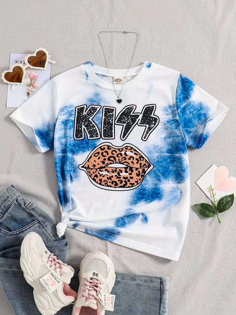 Leopard Lips T-Shirts Summer Short Sleeve Crewneck Casual Funny Graphic Tees Tops