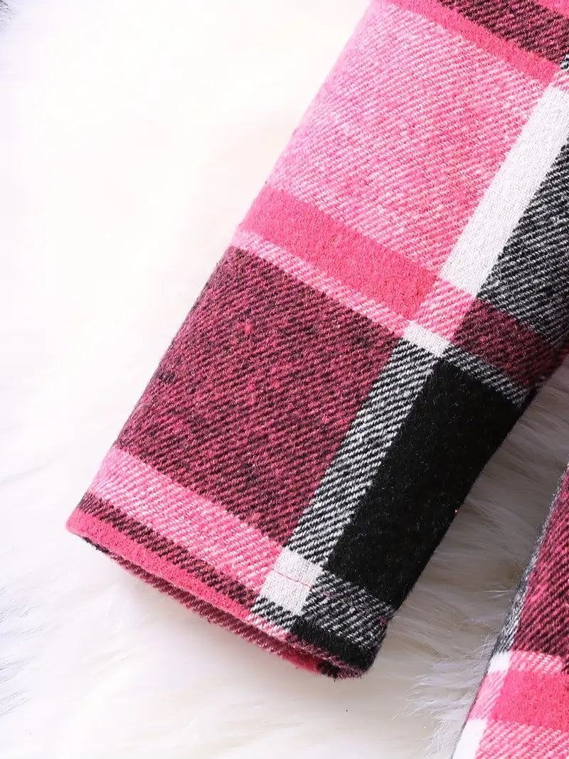 Jacket Toddler Coat Girl's Long Sleeve Plaid Hooded Coat Winter Thickened Warm Tops Baby Girl Bubble
