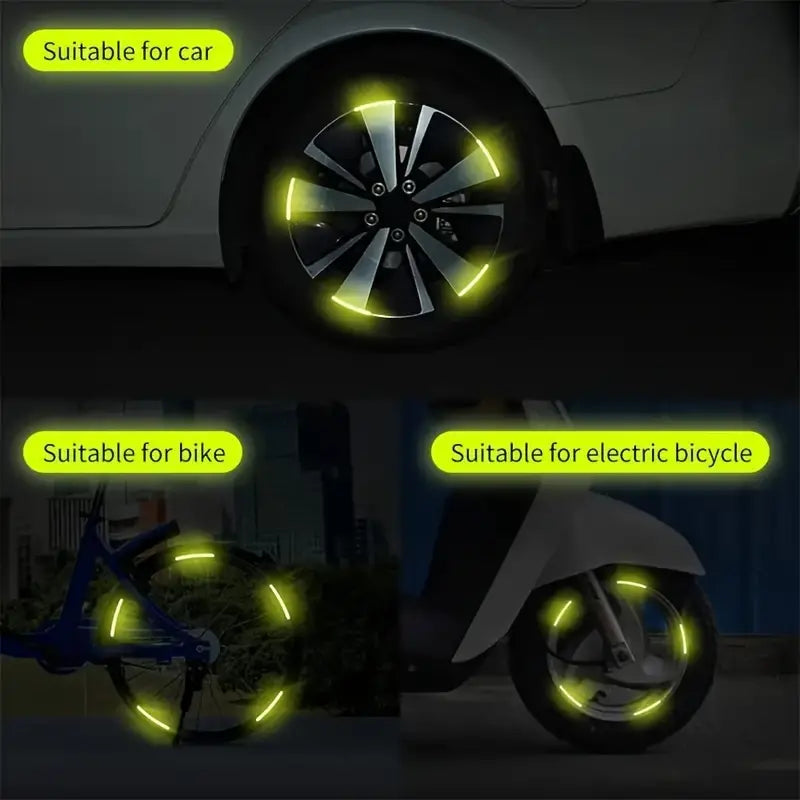 Tire Anti-collision Adhesive Strips, Creative Motorcycle Bike Stickers-Car Wheel Hub Reflective Stickers,-10/20pcs