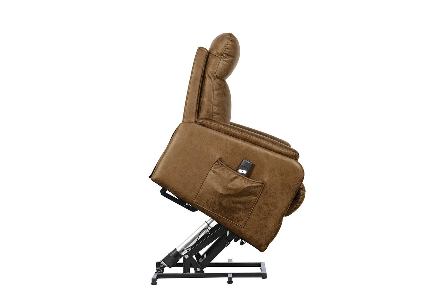 a generously stuffed headrest, and a convenient side pocket are cozy and functional, while polished microfiber yields a soft,Lift Recliner Chair