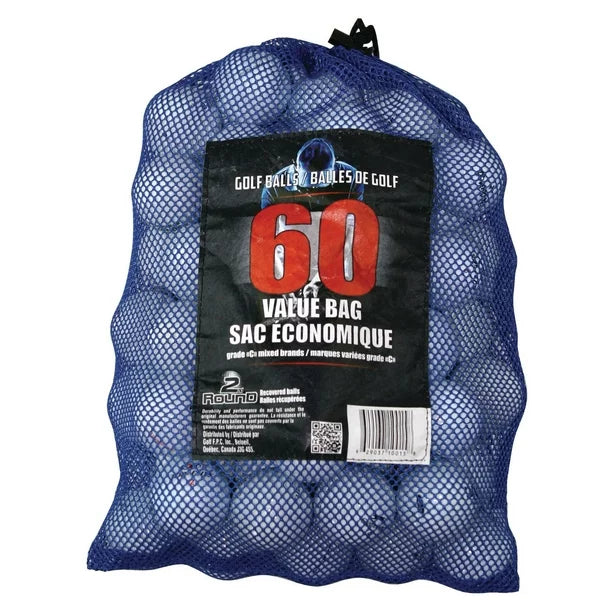 Two 60 Golf Balls Mesh Bag #00050, 60 Recycled golf balls