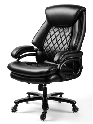 High Back Big & Tall 400lb Leather Office Chair Executive Desk Computer Task Swivel Chair- Heavy Duty Metal Base, Adjustable Tilt Angle, Thick Padding and Ergonomic Design for Lumbar Support