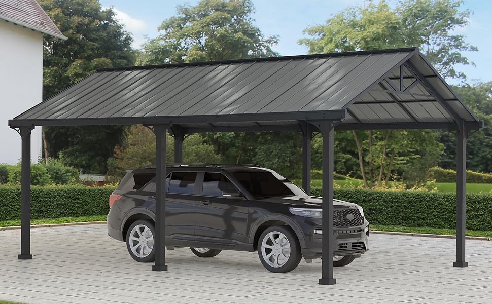 Steel Roof and Frame by AutoCove, Gray, 12 ft. x 20 ft.