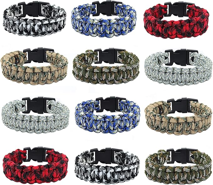 Camo bracelets made approximately 8.5 inches long and 0.75 inches wide, Bracelets for Boys, Camo Survival Tactical Bracelet Braided with 550 LB Parachute Cord