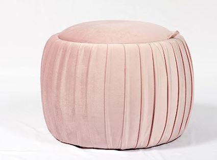 Velvet Storage Ottoman, Box for Living Room Bedroom, Pink Cushion