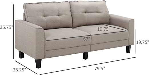 Cushion 2-Seat Armchair for Living Room Office