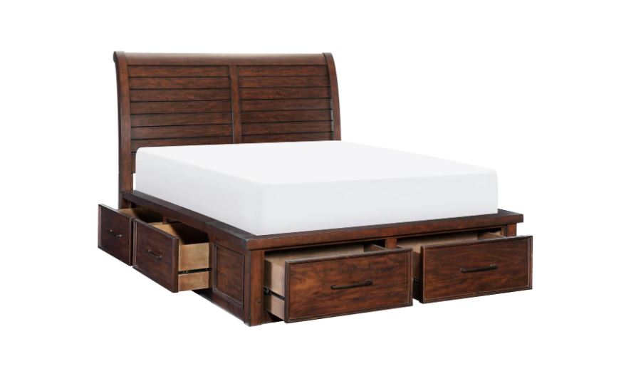 Platform Bed with Drawers (QUEEN Size, BROWN )