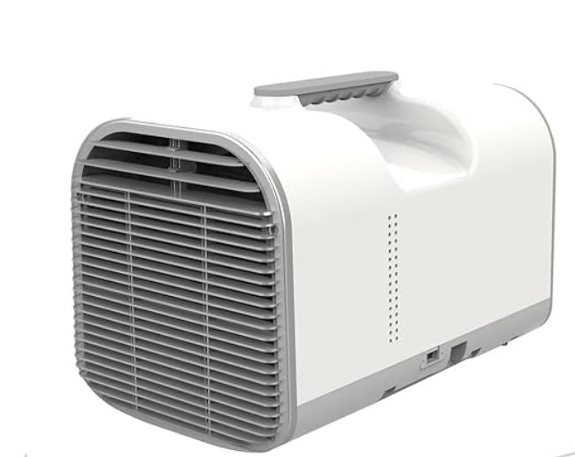 n inverter is safer and quieter than a high-voltage compressor. It monitors the condition of the battery and operate and varies the frequency accordingly, 600W Power Consumption Portable Mini Air Conditioner