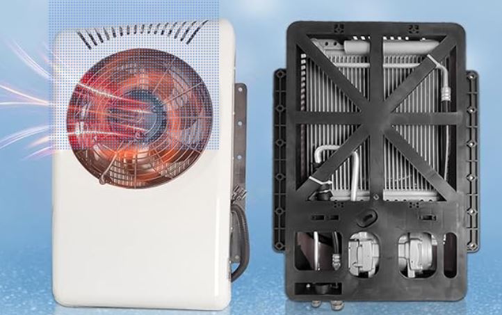 thereby reduces unnecessary energy consumption, 8 Hours Continuation - Sleeping, Standard, Strong, three modes optionable, the 12V Air Conditioner stands 8 hours in 480 AH battery in strong mode.  Air Conditioner 8500BTU