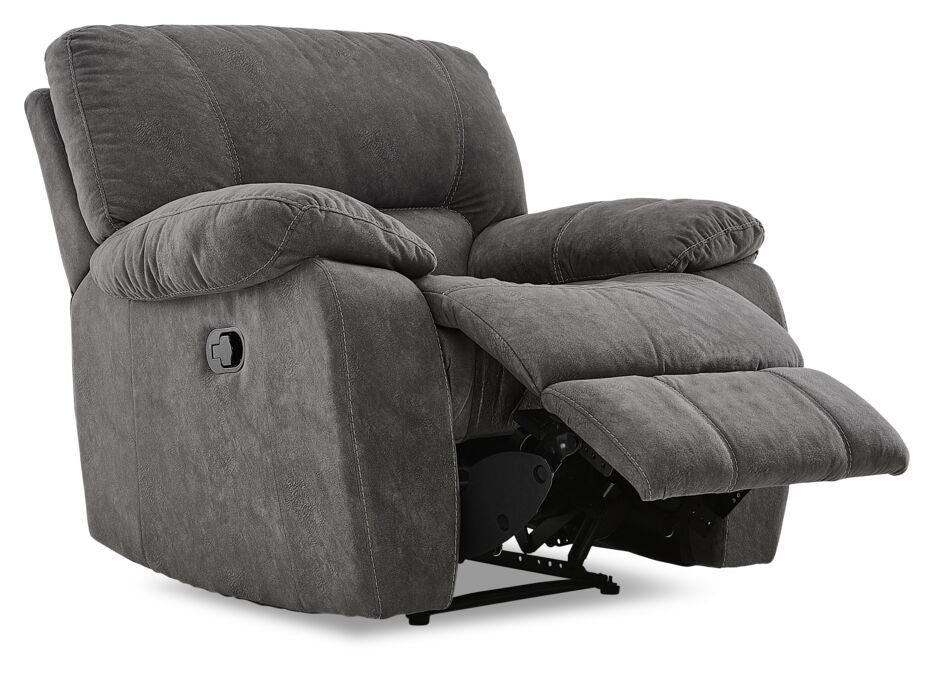fibre-filled cushions. Scooped seating, a high back and channel tufting with accent stitching define the Peyton, Recliner - Grey