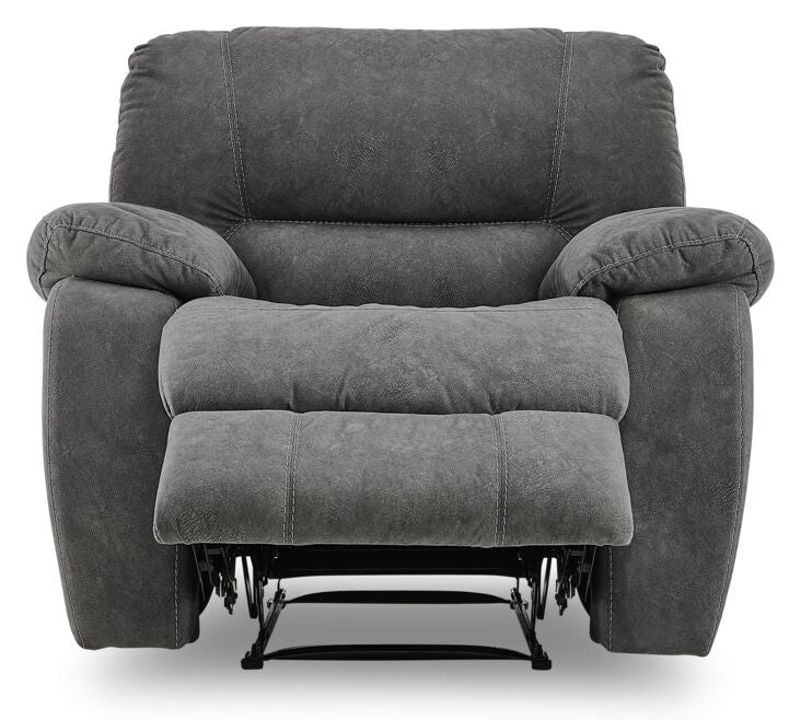 fibre-filled cushions. Scooped seating, a high back and channel tufting with accent stitching define the Peyton, Recliner - Grey