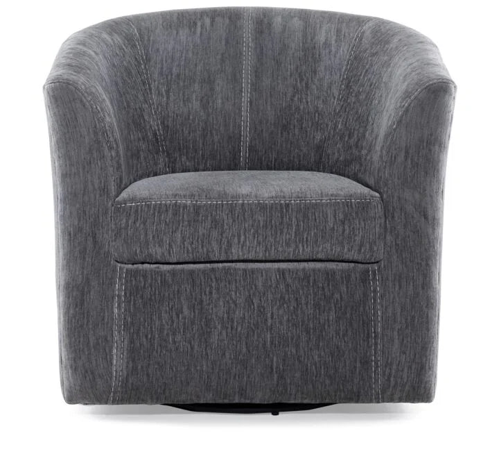 Swivel Chair for Living Room, No Assembly Classic Accent Chair with 360-Degree Swivel Metal Base, 350LBS Leisure Single Sofa Club Armchair Chair, Velvet Round Barrel Chair, Gray