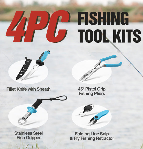 Fishing Tool Kit - Pistol Grip Fishing Pliers, Fish Fillet Knife, Fishing Gripper, allows for effortless remove meat without loss.