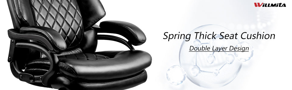 High Back Big & Tall 400lb Leather Office Chair Executive Desk Computer Task Swivel Chair- Heavy Duty Metal Base, Adjustable Tilt Angle, Thick Padding and Ergonomic Design for Lumbar Support