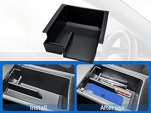 Interior Accessories With Cup Holder Insert, Armrest Hidden Drawer Storage Box, Secret Compartment for Tesla