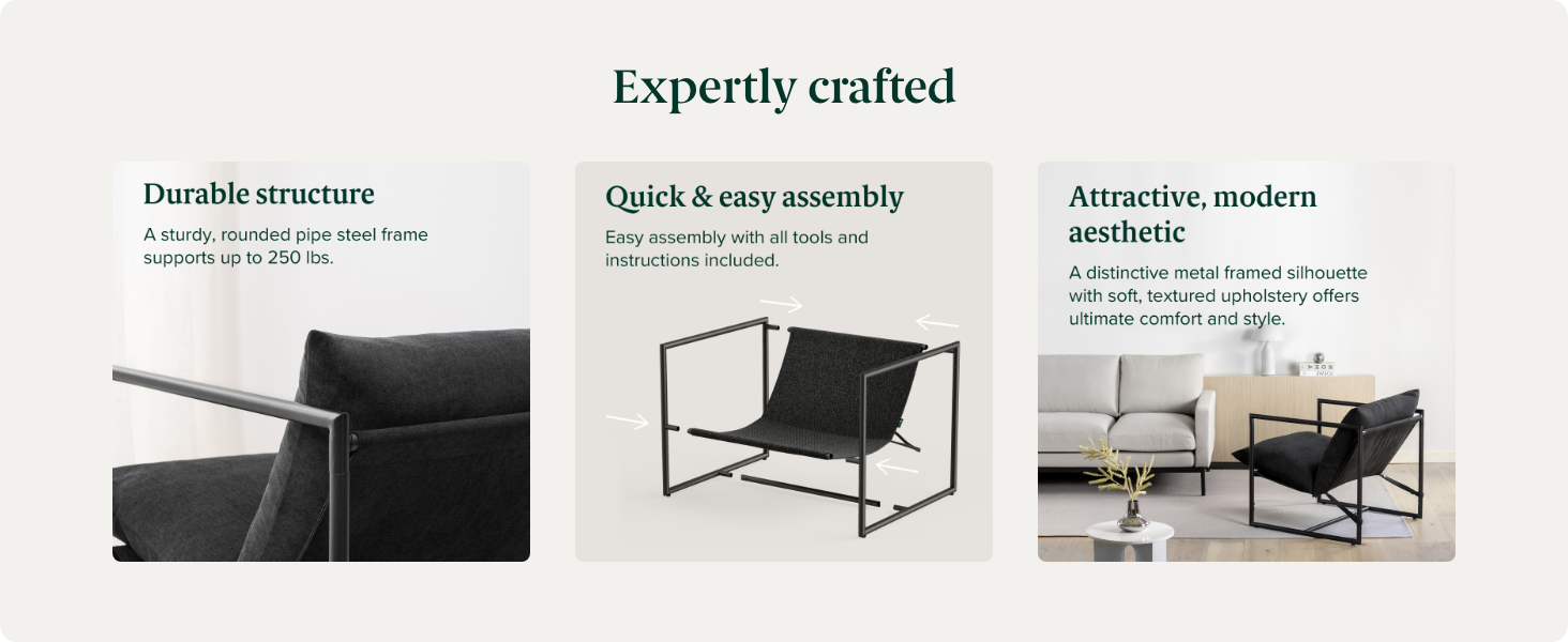 comfy accent piece in your living room, bedroom, office, or reading nook, Armchair with Shredded Foam Cushioning,