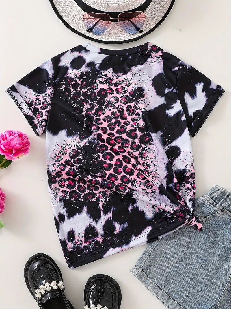 Cute Flower Short Sleeve Tee Tops Teen Girls Casual T Shirt