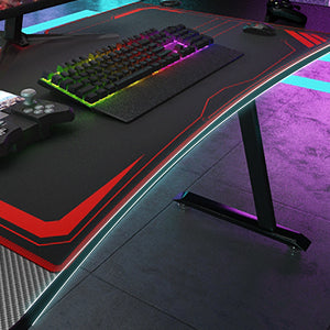 Z-Shaped Computer Gaming Desk Extra PC Desk Mouse Pad with Cable Hook