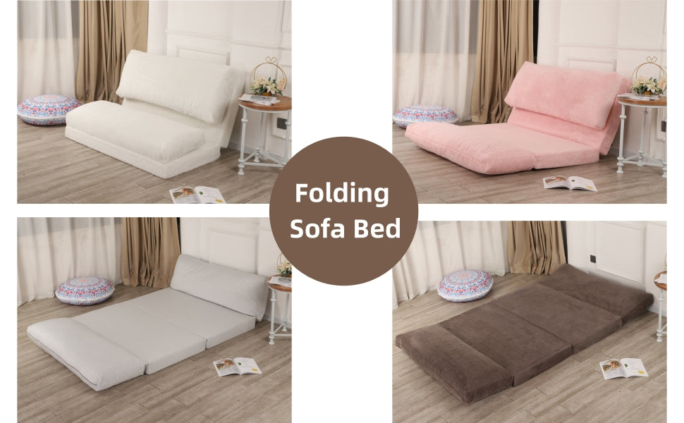 Washable Soft Faux Fur Cover, Brown, Large Size, Fluffy Soft Bean Bag Sofa Bed, Fold Full Floor Mattres