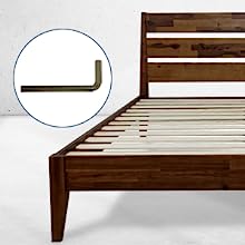 Bed Frame with Headboard Solid Wood Platform Bed, Artisan Signature High Headboard Wood Bed Non-Slip and Noise-Free Support All Mattresses