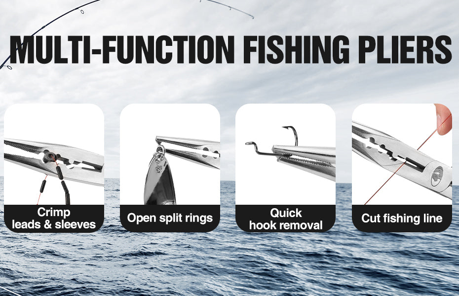 Fishing Tool Kit - Pistol Grip Fishing Pliers, Fish Fillet Knife, Fishing Gripper, allows for effortless remove meat without loss.