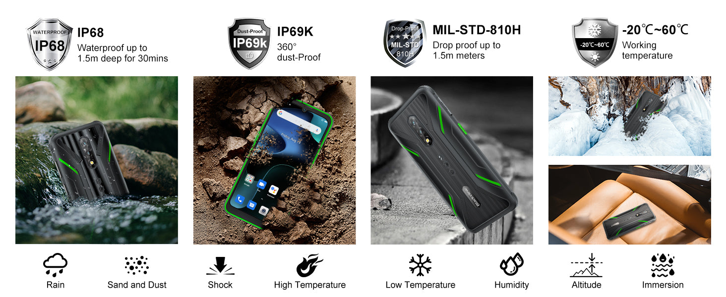 Cell Phone,Blackview BV5200 Smartphone 7GB+32GB/SD 1TB Unlocked Cell Phones Canada,IP68/69K Waterproof Rugged Smartphone,6.1