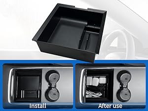 Interior Accessories With Cup Holder Insert, Armrest Hidden Drawer Storage Box, Secret Compartment for Tesla